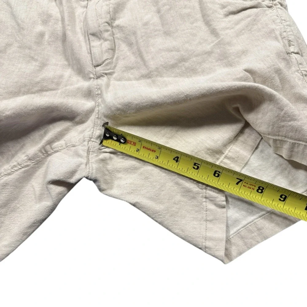 Faherty Men's Shorts Size 38 Drawstring Tan Khaki Beige Linen-Blend 6.5 inseam